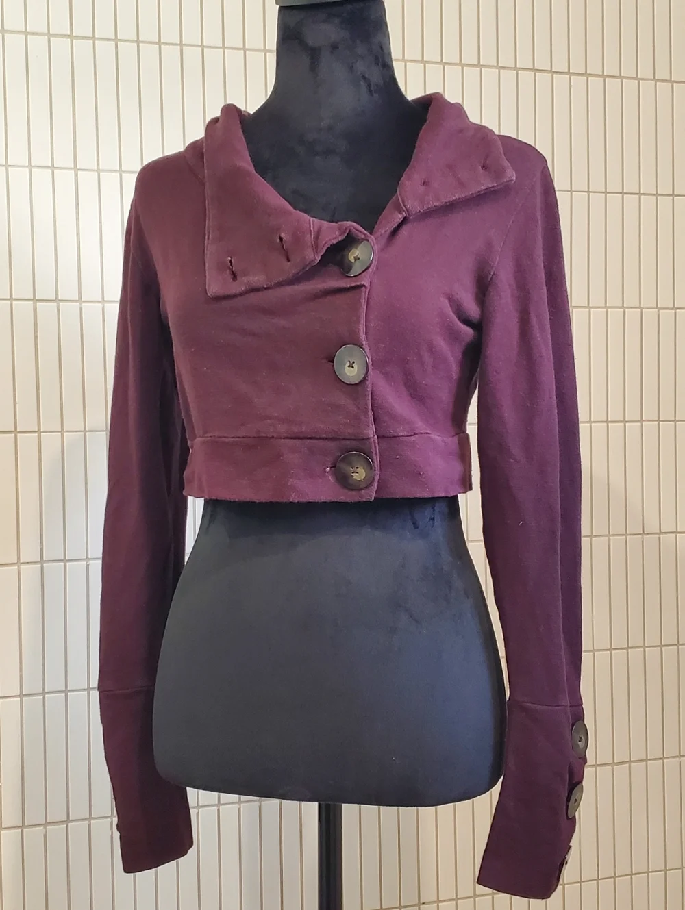 Nomads Hemp Wear Womens Cropped Phenomenon Hoodie Jacket Plum Purple Size Small - Picture 6 of 9